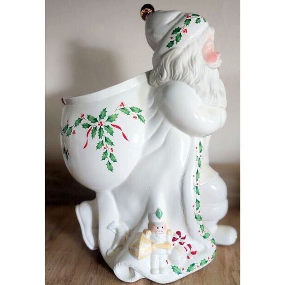 Vintage Lenox Holiday Santa Cookie Jar NO LID Great Planter Or Utensil Holder - Picture 10 of 14